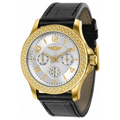 Invicta Women's Watch - I by Invicta Yellow Gold Case Black Leather Strap | IBI36519