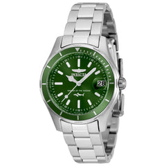 Invicta Women's Watch - Pro Diver Rotating Bezel Green Dial Silver Bracelet | 35601