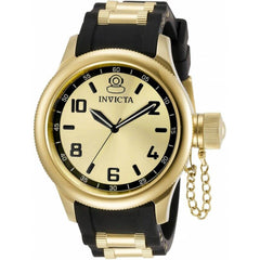 Invicta Women's Watch - Russian Diver Gold Dial Yellow Gold and Black Strap | 31251