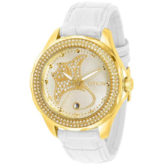Invicta Women's Watch - Wildflower Manta Ray Yellow Gold Case White Strap | 32669