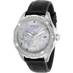 Invicta Women's Watch - Wildflower Starfish Platinum MOP Dial Black Strap | 32664