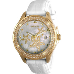 Invicta Women's Watch - Wildflower Starfish Yellow Gold Case White Strap | 32666