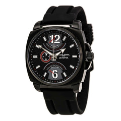 Jorg Gray JG1040-19 Men's Black Silicone Rubber Band Retrograde Calendar Black Dial Dual Time Watch