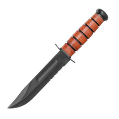 Ka-Bar Fighting Knife - Army The Legend 7 inch Combo Blade Leather Handle | KB1219