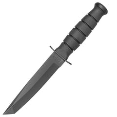 Ka-Bar Fighting Knife - Black Short Tanto Fixed Blade Kraton G Oval Handle | KB1254