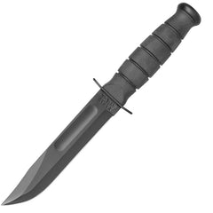 Ka-Bar Fighting Knife - Short Black Plain Edge Blade Oval Shaped Handle | KB1258
