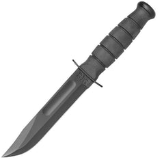 Ka-Bar Fighting Knife - Short Clip Point Straight Edge Blade Black Handle | KB1256