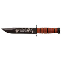 Ka-Bar Fighting Knife - USMC Iraqi Freedom Clip Point Blade Brown Handle | KB9128