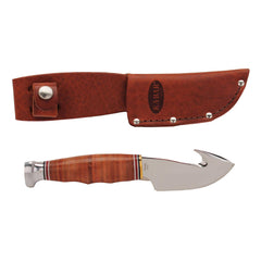 Ka-Bar Hunting Knife - Game Hook Fixed Steel Blade Brown Leather Handle | KB1234