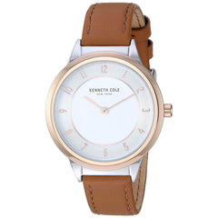 Kenneth Cole Women's Quartz Watch - Classic Silver Dial Brown Strap | KC50795002