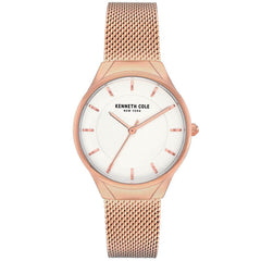 Kenneth Cole Women's Quartz Watch - Classic White Dial Mesh Bracelet | KC50962001