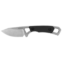 Kershaw Neck Knife - Brace Drop Point Fixed Blade Silver and Black Handle | KW2085