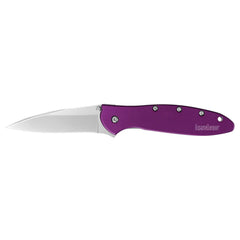 Kershaw Pocket Knife - Leek Drop Point with Purple Handle and Liner Lock | KW1660PUR
