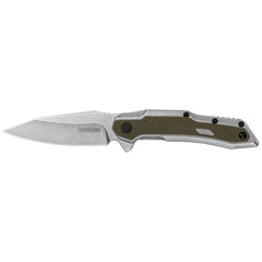 Kershaw Pocket Knife - Salvage Silver and Olive Green Handle Frame Lock | KW1369