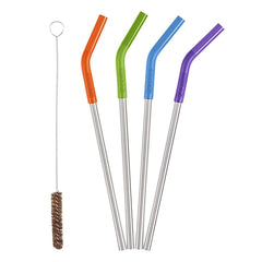 Klean Kanteen Straw Set - Silicone Flex Tip & Cleaning Brush Stainless Steel, 5-Piece