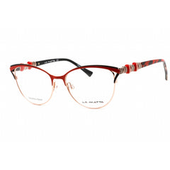 La Matta Women's Eyeglasses - Full Rim Cat Eye Red and Gold Metal Frame | LMV3308 C3