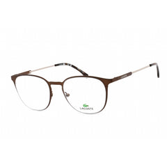 Lacoste Unisex Eyeglasses - Full Rim Matte Brown Metal Rectangular Frame | L2288 201
