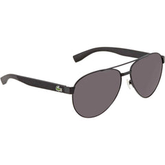 Lacoste Unisex Sunglasses - Black Matt Metal Pilot Frame Grey Lens | LACOSTE L185S 001