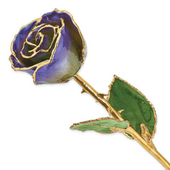 Lacquer Dipped Gold Trim Peridot/Blue Violet Pearl Rose