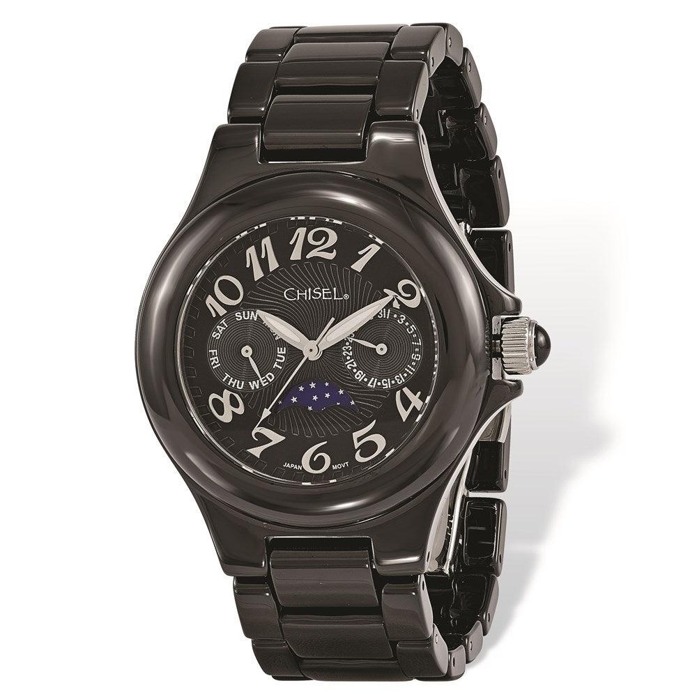 Ladies Chisel Black Ceramic Black Dial Watch display picture 3