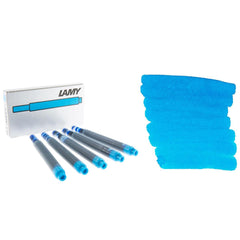 Lamy Ink Cartridge Refill - T10 for Fountain Pens, Turquoise, Pack of 5 | LT10TURB