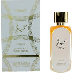 Lattafa Unisex Eau De Parfum Spray - Hayaati Gold Elixir Captivating Fragrance, 3.4 oz