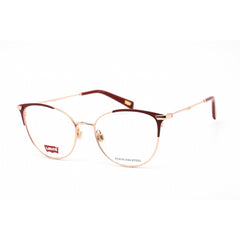 Levi's Women's Eyeglasses - Clear Lens Burgundy Gold Cat Eye Frame | LV 5025 0YK9 00