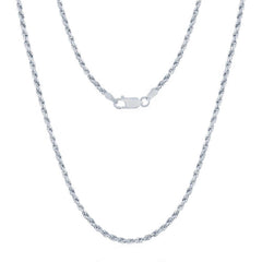 Men's Chain - Rhodium Plated Silver 2.3mm Rope, 18 Inch | RPR-50-18