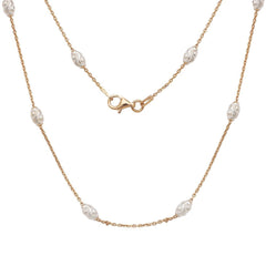 Women's Chain - Rose Diamond Cut Oval Moon Bead, 18 Inch | Q-5459-18