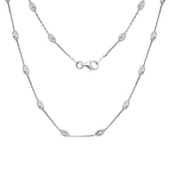 Women's Chain - Silver Diamond Cut Oval Moon Bead, 18 Inch | Q-5469-18
