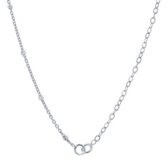 Women's Chain - Silver Half Cable and Beads Design, 16 Inch | Q-5754-16