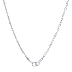 Women's Chain - Silver Half Cable and Beads Design, 18 Inch | Q-5754-18