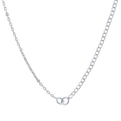 Women's Chain - Silver Half Curb and Square Beads, 18 Inch | Q-5750-18