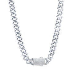 Women's Chain - Sterling Silver Micro Pave CZ Lock Monaco | Q-5730-7.5