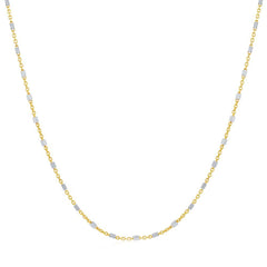 Women's Chain - Two Tone Sterling Silver Square Beads Shape | Q-5743-18