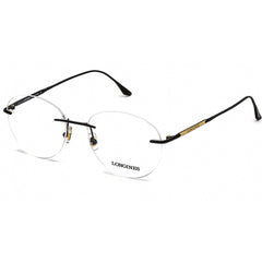 Longines Men's Eyeglasses - Clear Demo Lens Matte Black Rimless Frame | LG5002-H 002