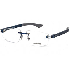 Longines Men's Eyeglasses - Clear Demo Lens Shiny Blue Rimless Frame | LG5007-H 090