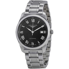 Longines Men's Watch - Master Black Dial Silver Stainless Steel Bracelet | L27934516