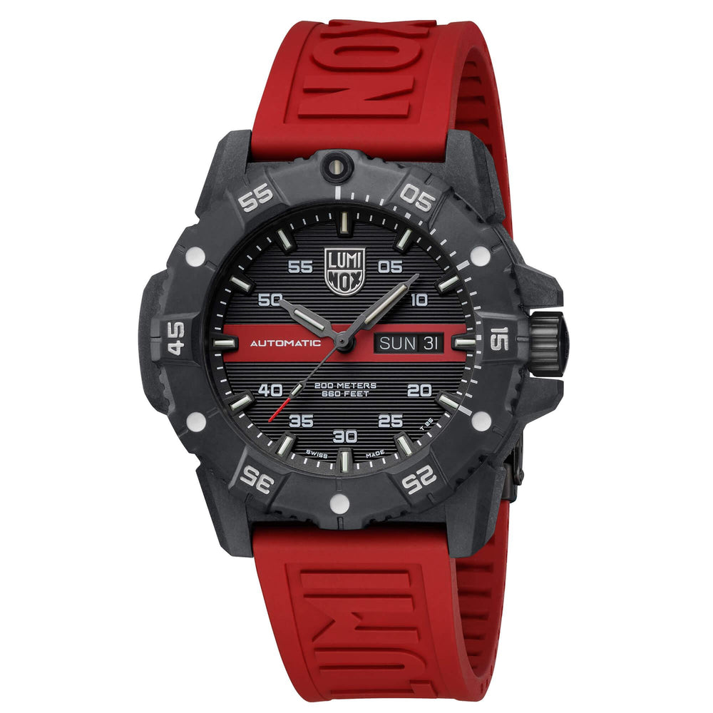 Luminox Men's Automatic Watch - Master Carbon Seal Black and Red Strap ...