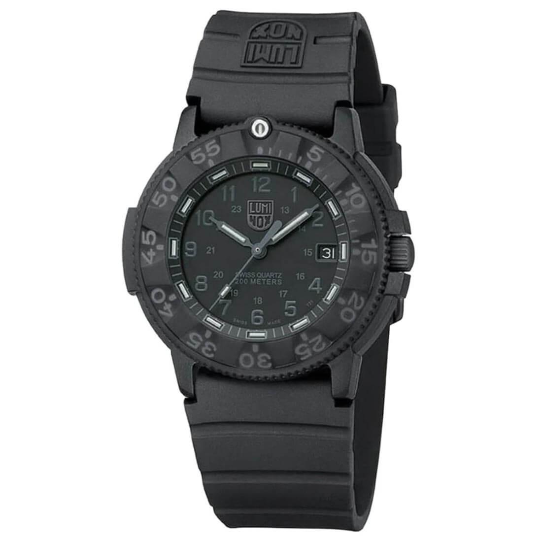 Luminox Men's Black Strap Watch - Blackout Navy Seal Black Dial Dive | 3001.BO
