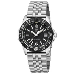 Luminox Men's Quartz Watch - Pacific Diver Ripple Black Dial Silver Bracelet | 3122.M