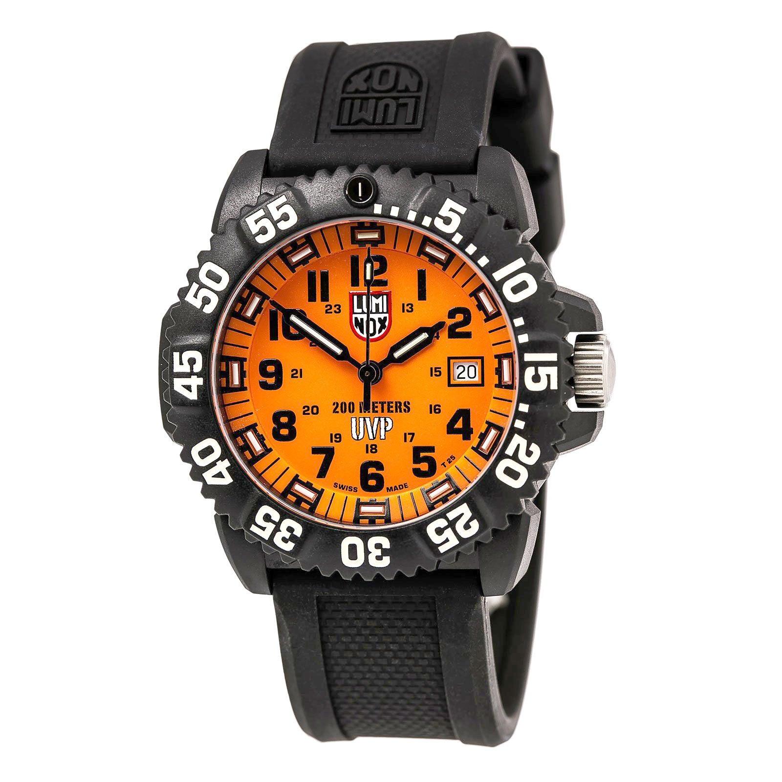 Luminox Men's Swiss Quartz Watch - Navy Seal Orange Dial Black
