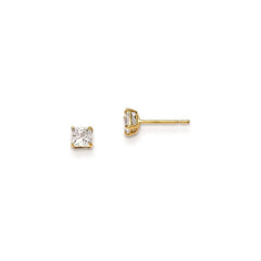 Madi K Kid's 14k  3mm Square CZ Basket Set Stud Earrings