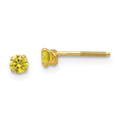 Madi K Kid's 14k  3mm Synthetic Citrine Earrings
