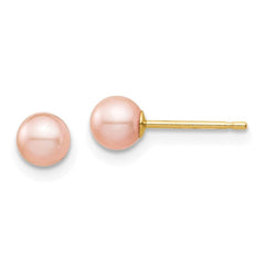 Madi K Kid's 14k  4-5mm Pink Round Freshwater Cultured Pearl Stud Post Earrings