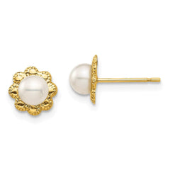 Madi K Kid's 14K  4-5mm White Button Freshwater Cultured Pearl Post Earrings