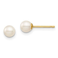 Madi K Kid's 14K  4-5mm White Round Freshwater Cultured Pearl Stud Post Earrings