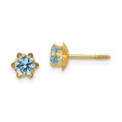 Madi K Kid's 14k  4mm Synthetic (Mar) Screwback Earrings