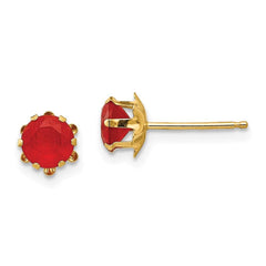 Madi K Kid's 14k  5mm Synthetic Ruby (Jul) Earrings