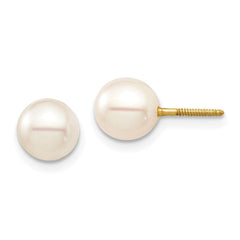 Madi K Kid's 14K  6-7 White Round Freshwater Cultured Pearl Stud Post Screwback Ea